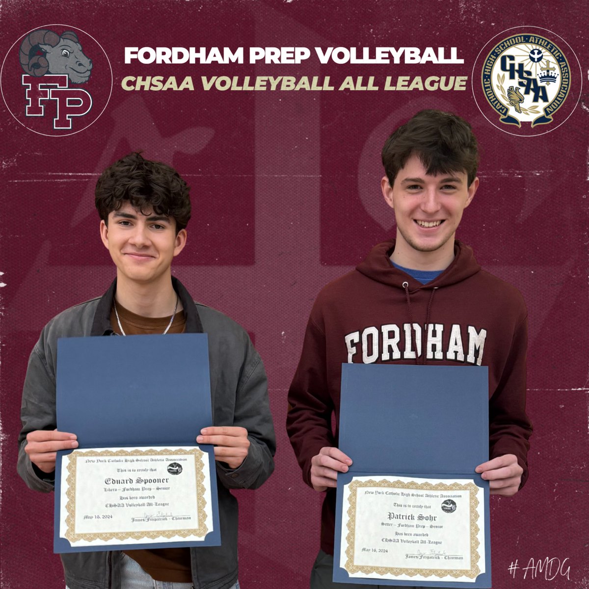 Congratulations to Eduard Spooner ‘24 and Patrick Sohr’24 - Eduard and Patrick have been selected to the @NYCHSAA Volleyball All League Team. Go Rams! 🐏🏐 #AMDG #GoRams #HomeOfChampions