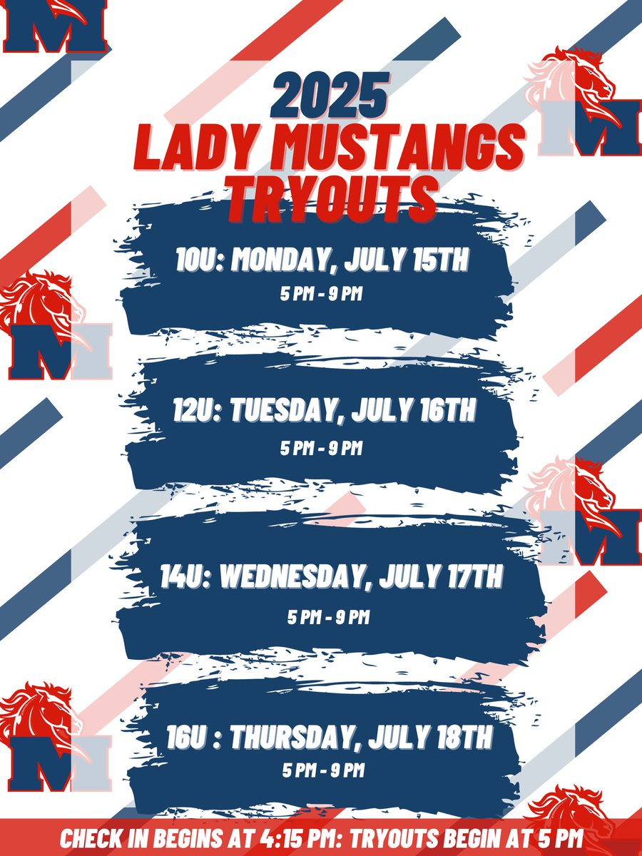 Want to be a Mustang?  Sign up now for tryouts for the 2️⃣0️⃣2️⃣5️⃣ season‼️

mustangsnation.leagueapps.com/events