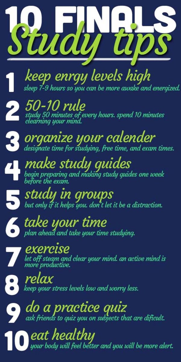 With finals this Mon and a big weekend of studying - take care of yourself physically and mentally. Get exercise, eat well, get good sleep, etc. The fitness center will be open during exams.  Take time to get a workout in following exams! Hang in there, you will do great!