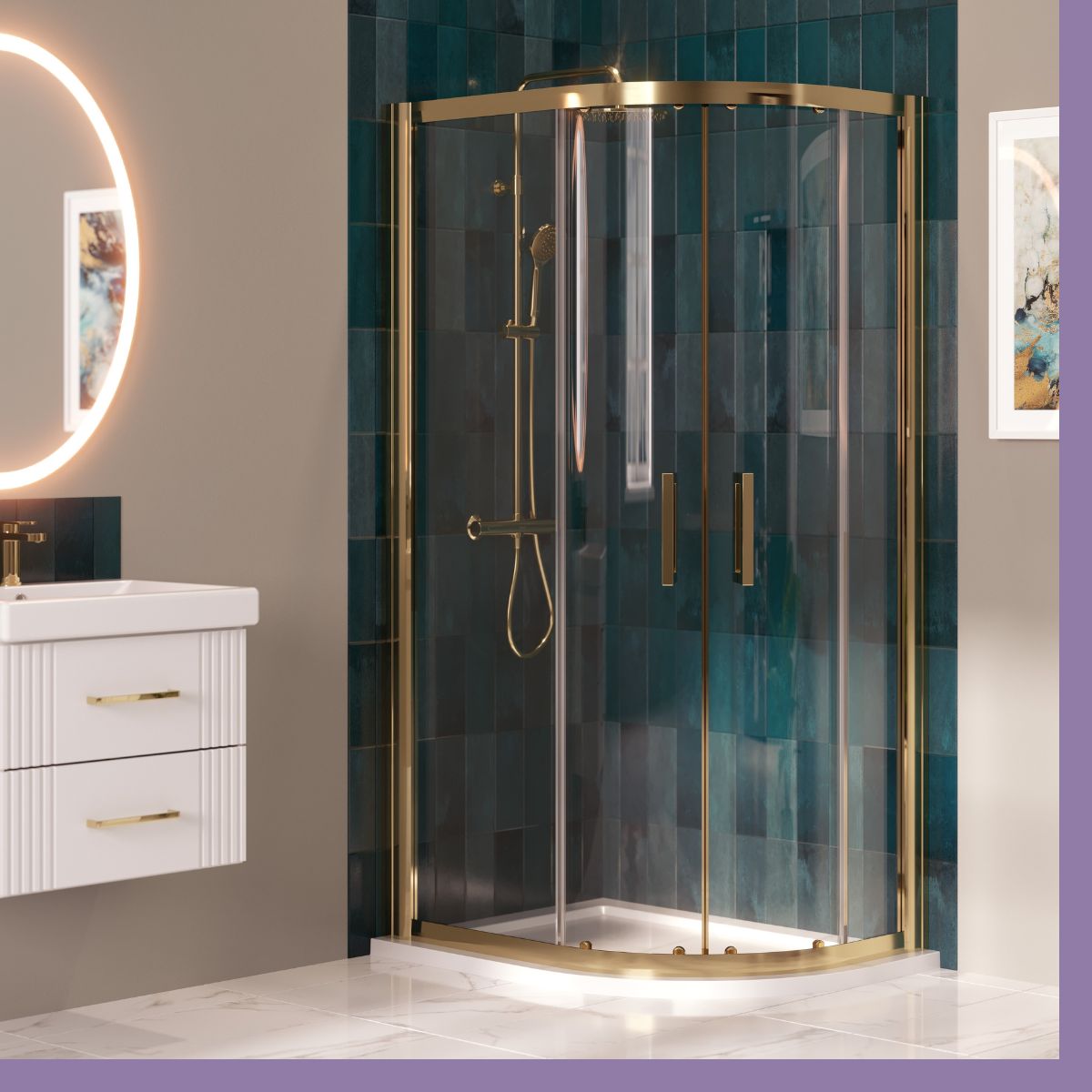 You really can't beat jumping in the shower after a long day in the office! And it doesn't get any smoother than the double doors of the Coral Brush brass enclosures. #CoralShowerEnclosure #BrushedBrassFinish #Shower #BathroomRenovation #BathroomInspiration #ShowerEnclosureGoals