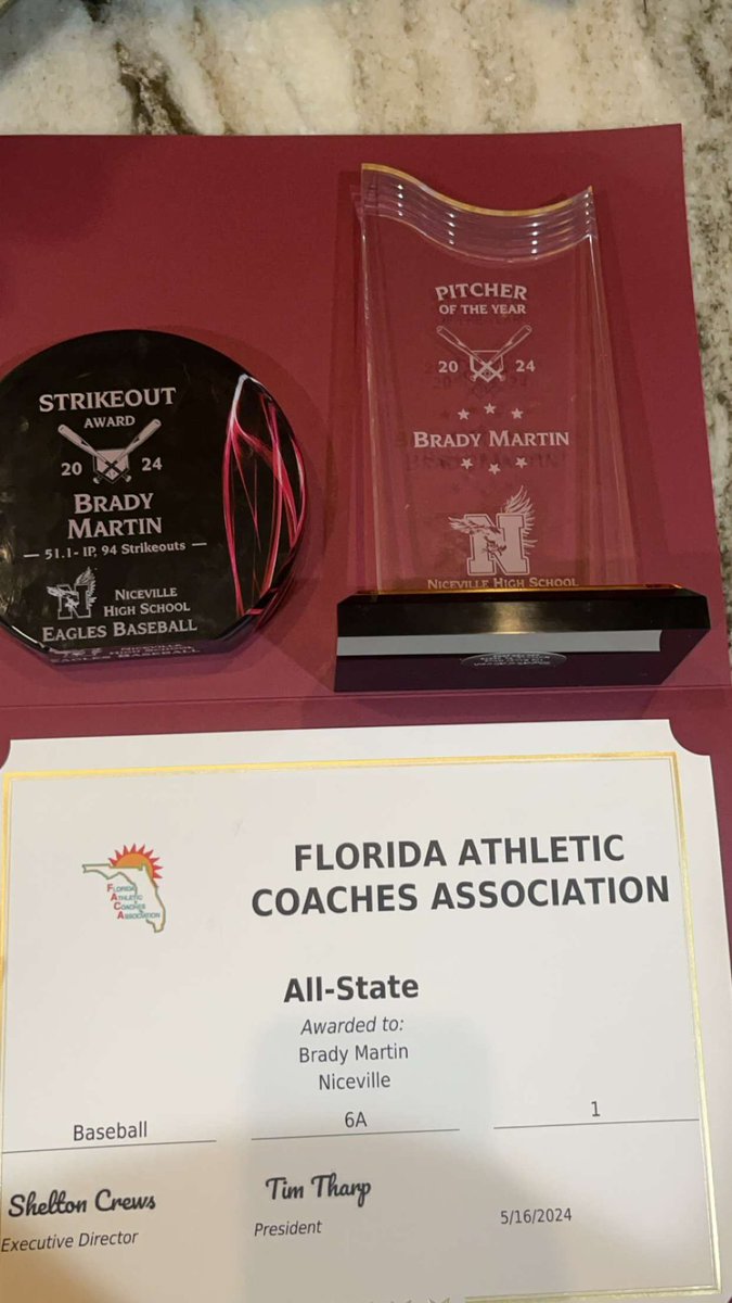 Brady Martin (@martin_brady19) on Twitter photo I'm thankful to have won pitcher of the year, and selected first team All State. Thank you coaches and teammates for making this possible. <a href="/NHSEaglesBB/">Niceville Baseball</a> I'm thankful to have won pitcher of the year, and selected first team All State. Thank you coaches and teammates for making this possible. <a href="/NHSEaglesBB/">Niceville Baseball</a>