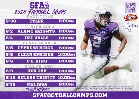 👀Show up and Show out! 🪓🪵

SFAfootballcamps.com

<a href="/SFA_Football/">Lumberjack Football</a> <a href="/SFA_FBRecruit/">SFA Football Recruiting</a> 

#AxeEm #EastTexasTough