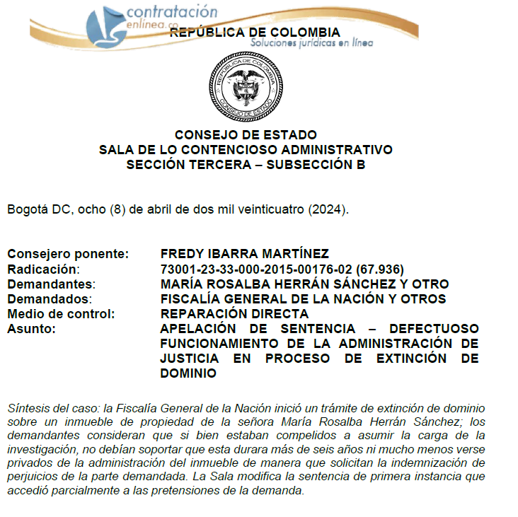 🟡Consejo de Estado. CONDENA/EXTINCIÓN DE DOMINIO. Los demandantes estaban compelidos a asumir la carga de la investigación pero no debían soportar que esta durara más de seis años privados de la administración del inmueble.