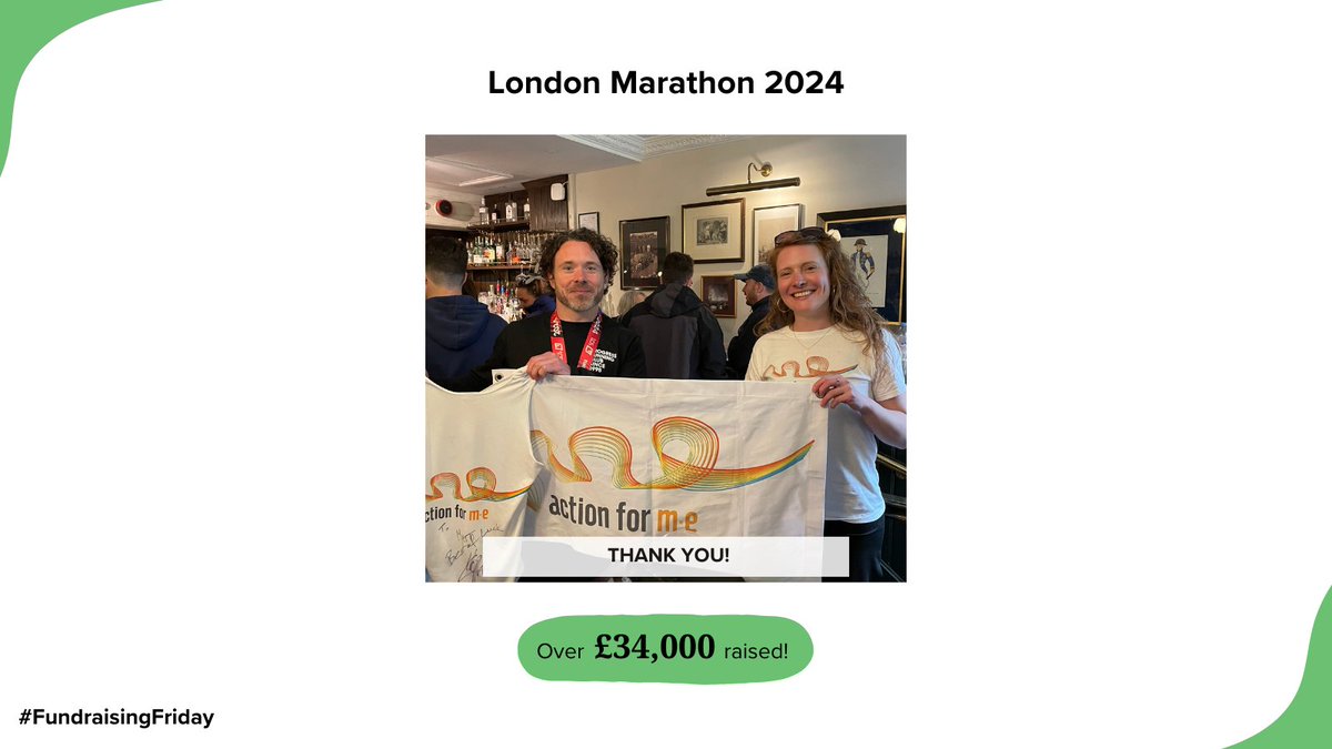 This #FundraisingFriday we are celebrating our amazing team of runners who ran the TCS @LondonMarathon last month 🎉 Together, they have raised an astonishing £34,819 to support our work! Thank you all for your amazing dedication & effort 🧡 #LondonMarathon #MECFS #pwME