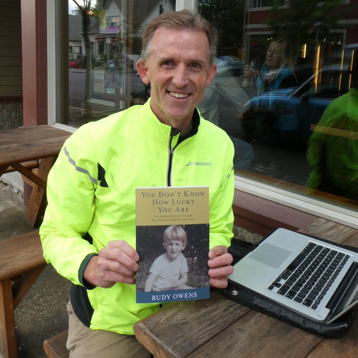 Awe. Look at me at giddy holding my newly published book from six years ago. I asked a woman passing by to take my picture. She did and asked about my story. And GUESS WHAT, her best friend is a birth mother who gave up her daughter who she found later. Yup. #AdopteeRights