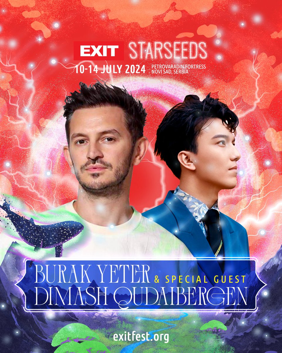 EXIT Festival (@exitfestival) on Twitter photo #EXIT2024 welcomes Burak Yeter with special guest Dimash Qudaibergen who will join him to perform several songs during the set on Day 0, July 10! 🚀   
Tickets 🎟️ at exitfest.org #EXIT2024 welcomes Burak Yeter with special guest Dimash Qudaibergen who will join him to perform several songs during the set on Day 0, July 10! 🚀   
Tickets 🎟️ at exitfest.org