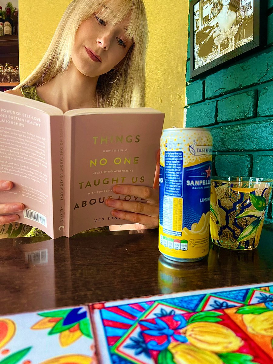 Spending my afternoon reading @VexKing new book “Things no one taught us about love.” whilst sipping on an iced cold lemon sanpellegrino and having pasta in a beautiful Italian restaurant with my best friend. Vex’s book is out now, and I highly recommend!!