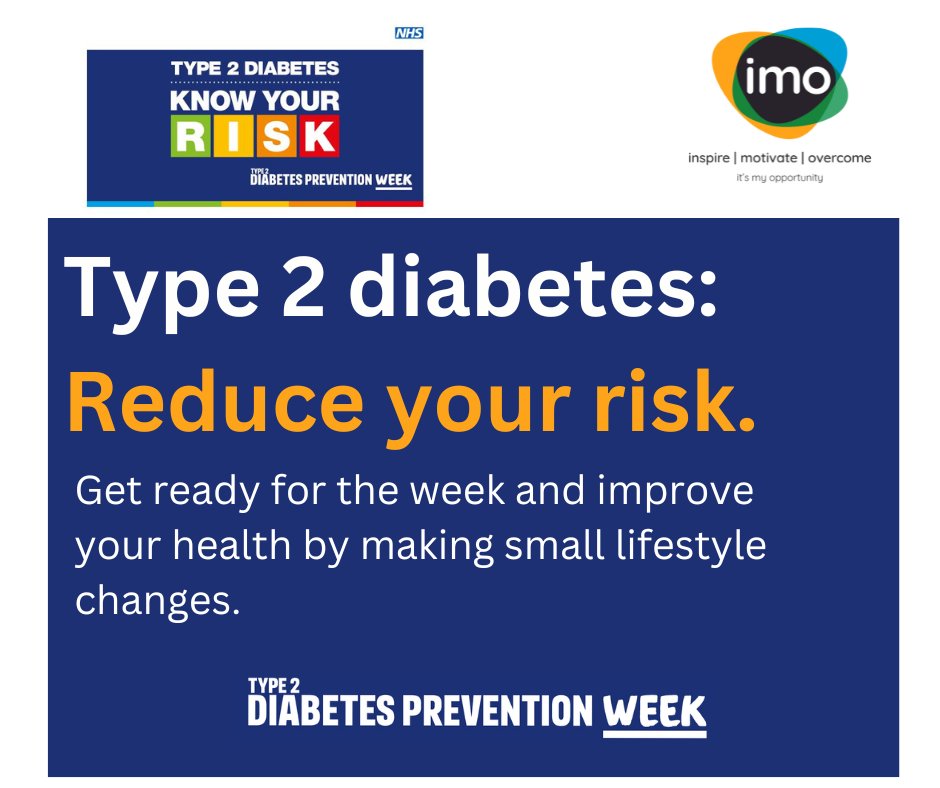 Anyone can develop #Type2Diabetes but certain factors can increase your risk. We will be sharing some crucial tips during this #Type2DiabetesPreventionWeek to reduce your risk.
#HealthierHack
@NHSDiabetesProg @NHSDiabetes @NHSEngland