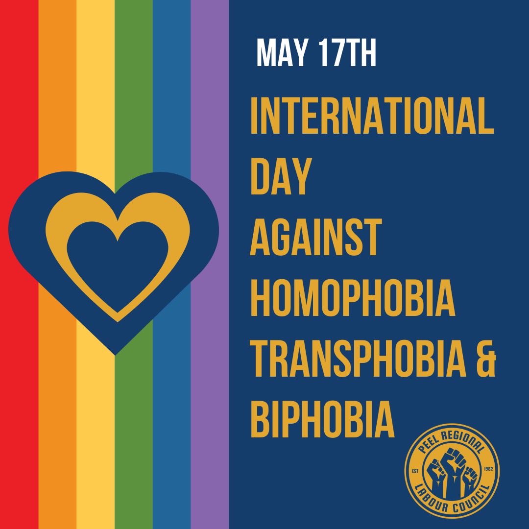 Today we recognize #InternationalDayAgainstHomophobiaTransphobiaBiphobia and renew our commitment to fighting for the safety of #2SLGBTQI+ persons at work and in the community. #onlab