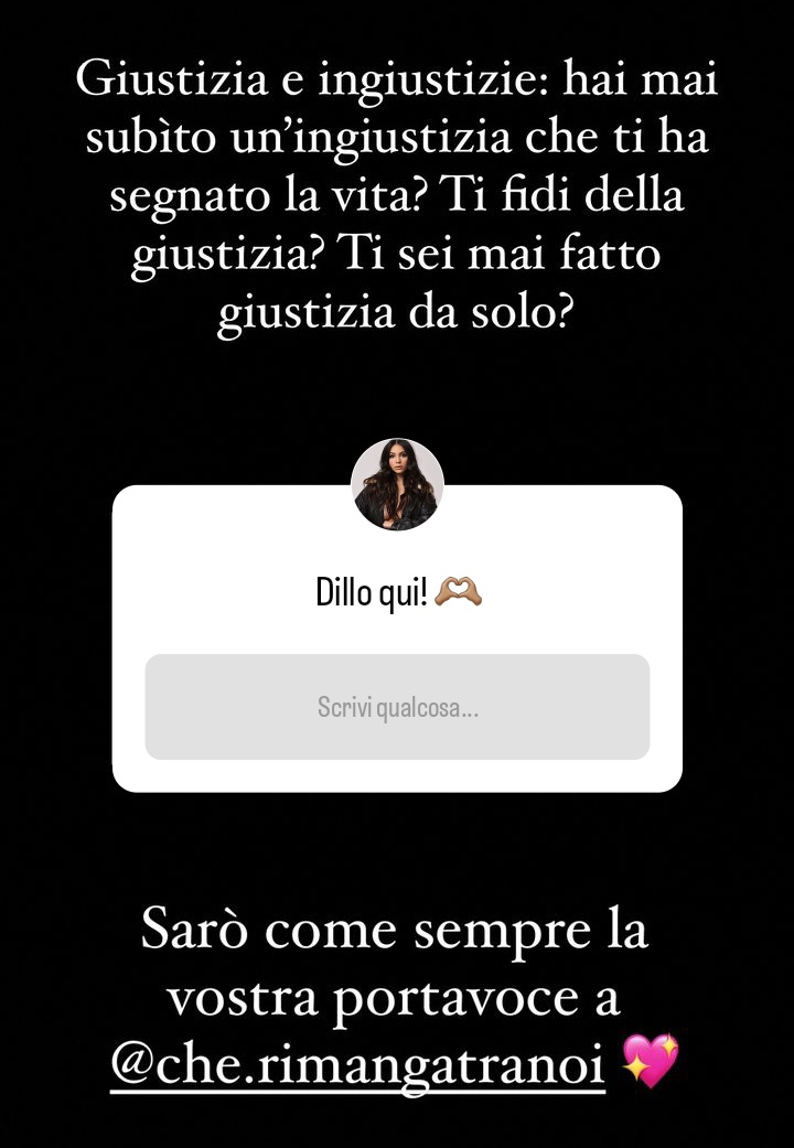 BOX domande sull'argomento di oggi Giustizia e ingiustizia
🟩FM 89.100-CANALE 122
🟪3349229505 Whatsapp
⬜️0661522390 Chiamate
⬛️ORE 18-20
🟦#CHERIMANGATRANOI 
#jessyselassie #jeru
#skyitalia #grandefratello
#RAI #mediaset #discoverychannel 
#radiorai
👇👇
instagram.com/stories/jessys…