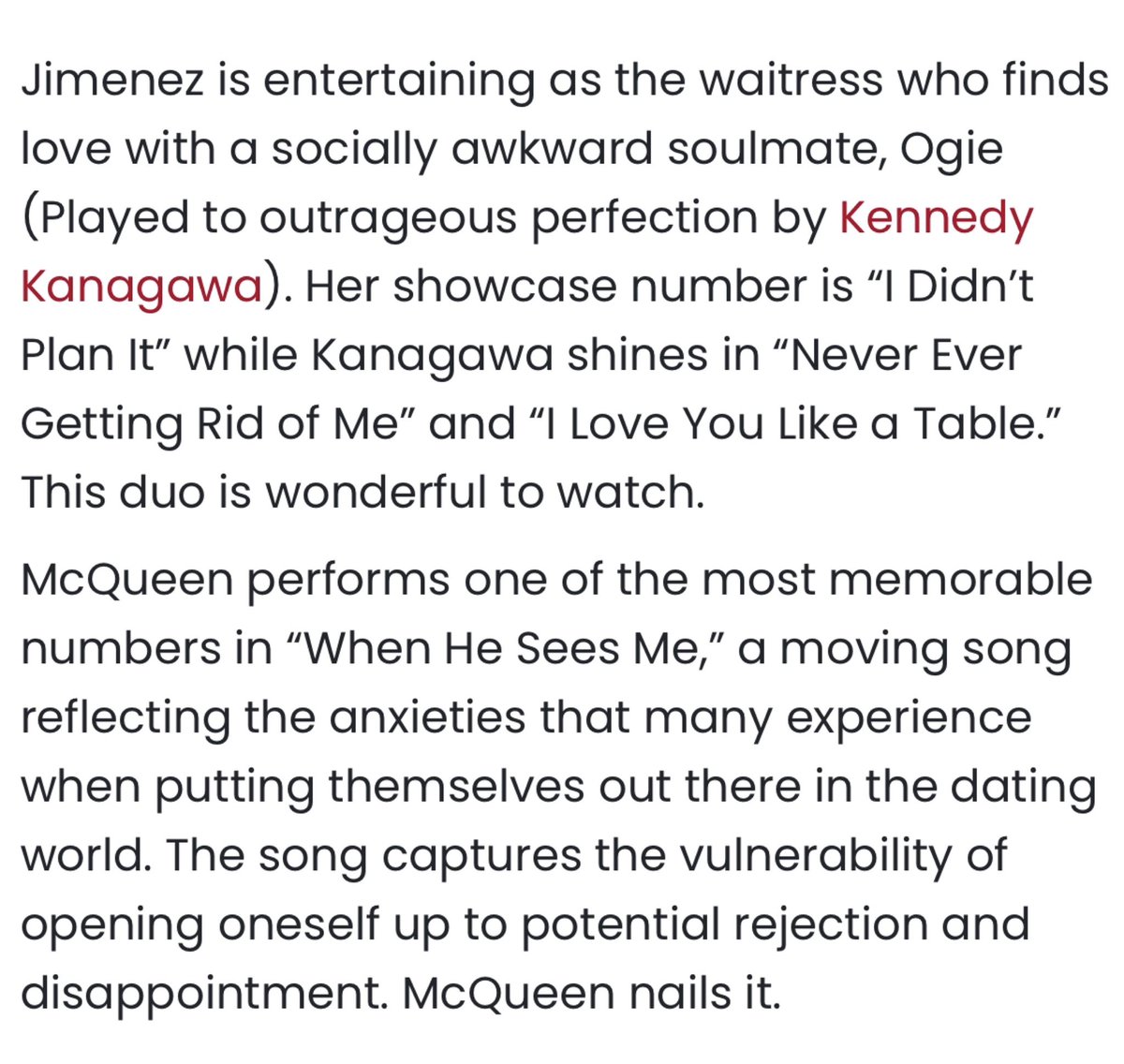 I was reading a review of Waitress at Ogunquit and how did the writer of this mess up so bad 😭completely mixing up two pivotal characters & two amazing actresses??