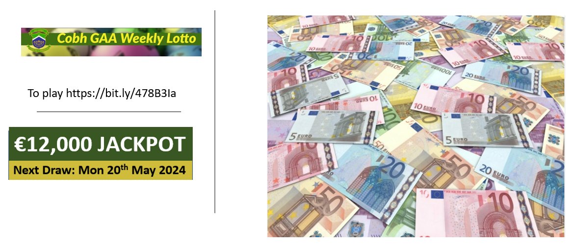 LOTTO UPDATE - it's now €12,000.00 Be sure to get your ticket before Mondays lotto draw. To play bit.ly/478B3Ia