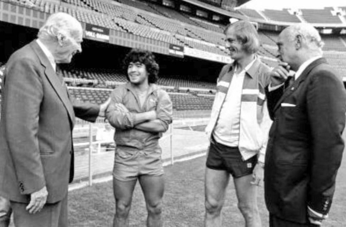 Josep Tarradellas, Maradona, Menotti & Casaus. #FCBarcelona, 1983.