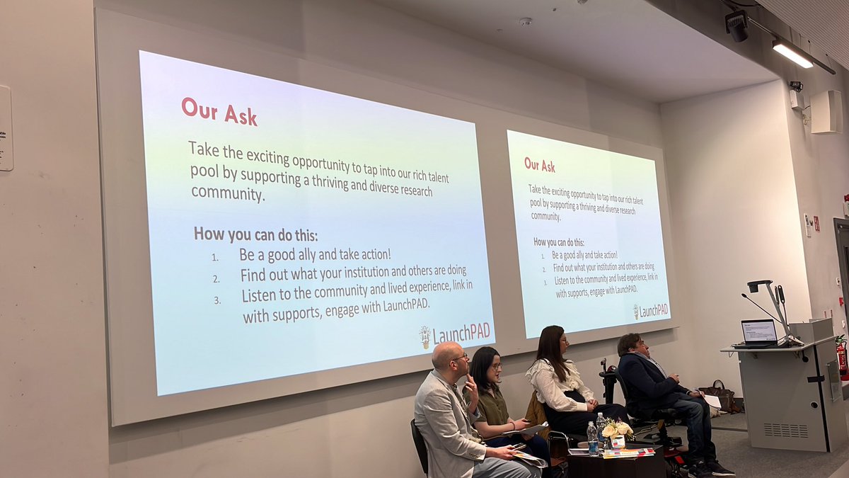 The ask & offer from @NDPAC_ & @aheadireland. The offer is to connect with Launchpad ahead.ie/postgraduate. A summary of the ask is to be a good ally, find out what institutions are doing & listen to, support & engage with the community @QQI_connect