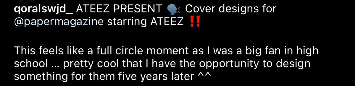 a few people who worked on ateez’s paper magazine cover have been following their journey since debut 😭🫶🏼 that’s just so lovely to see, destiny is always hard at work whenever ateez is involved