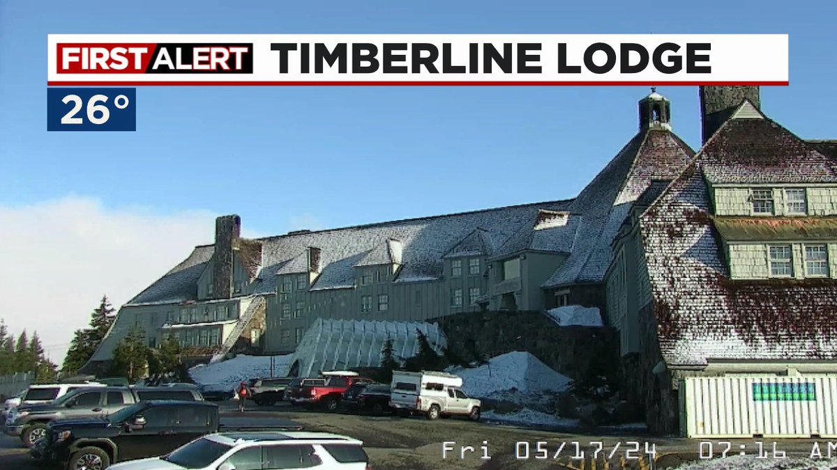 It's a cold spring morning up at @timberlinelodge where a dusting of snow occurred overnight. Clouds are clearing now. It should be a beautiful (crisp) day on Mt. Hood!