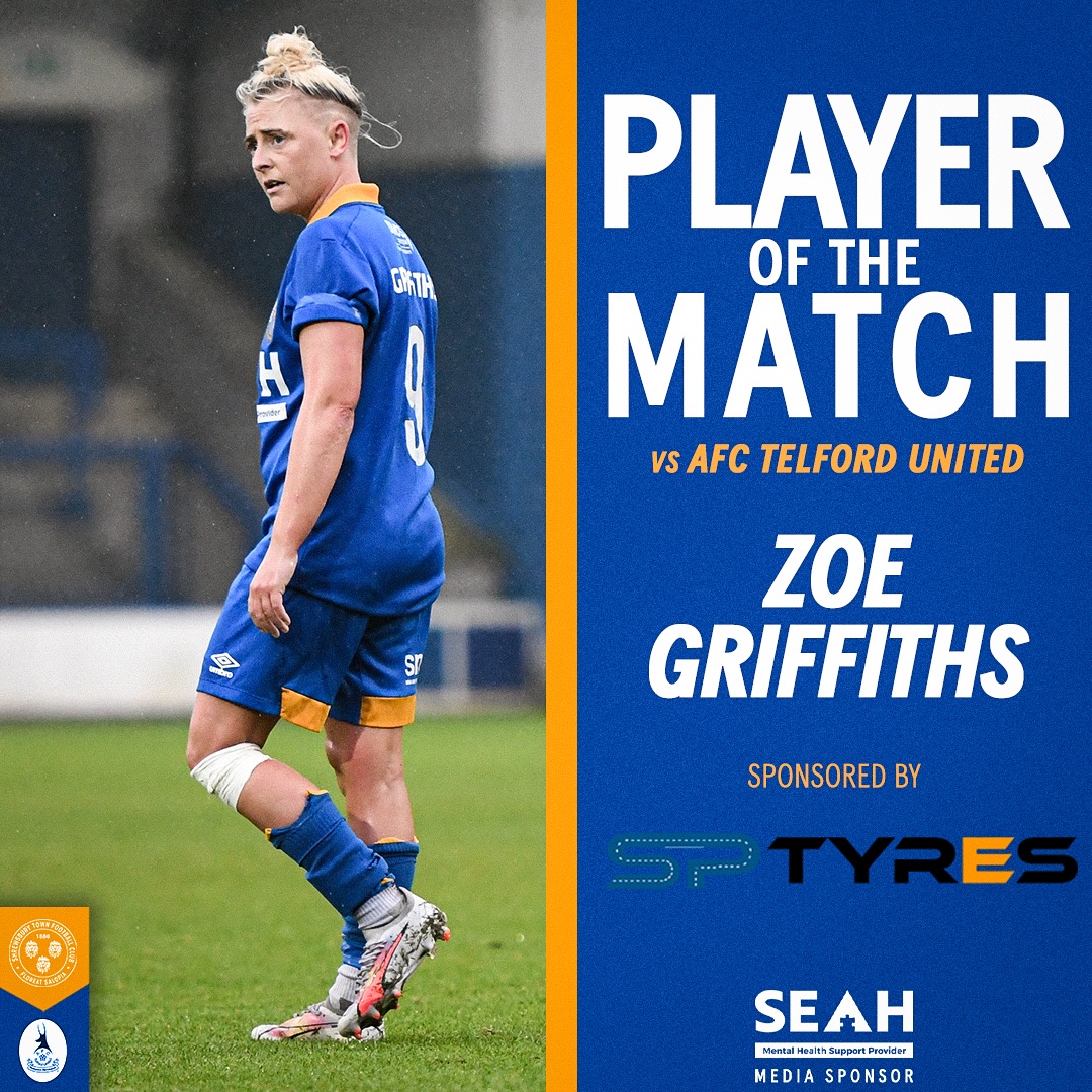 🏆│ A huge congratulations to last nights Player Of The Match Zoe Griffiths! Zoe is sponsored by - SP Tyres 🔷🔶 #Salop