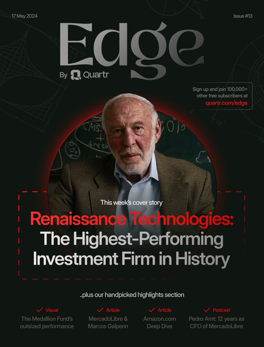 As many of you are aware, Jim Simons, the founder of Renaissance Technologies, passed away last week at the age of 86. In tribute to Jim, this week's issue of Edge reflects on his extraordinary life and Renaissance's journey to becoming the best-performing investment firm in