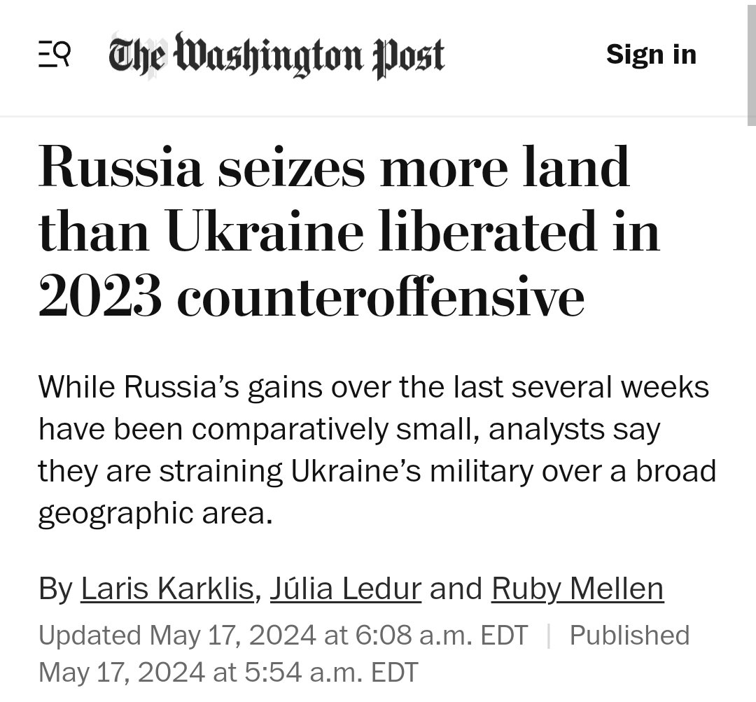 🇷🇺⚔️🇺🇦 The Washington Post writes that Russian forces have captured more territory in recent weeks, including in the Kharkov region, than the Ukrainian Armed Forces did during the counteroffensive in 2023.
