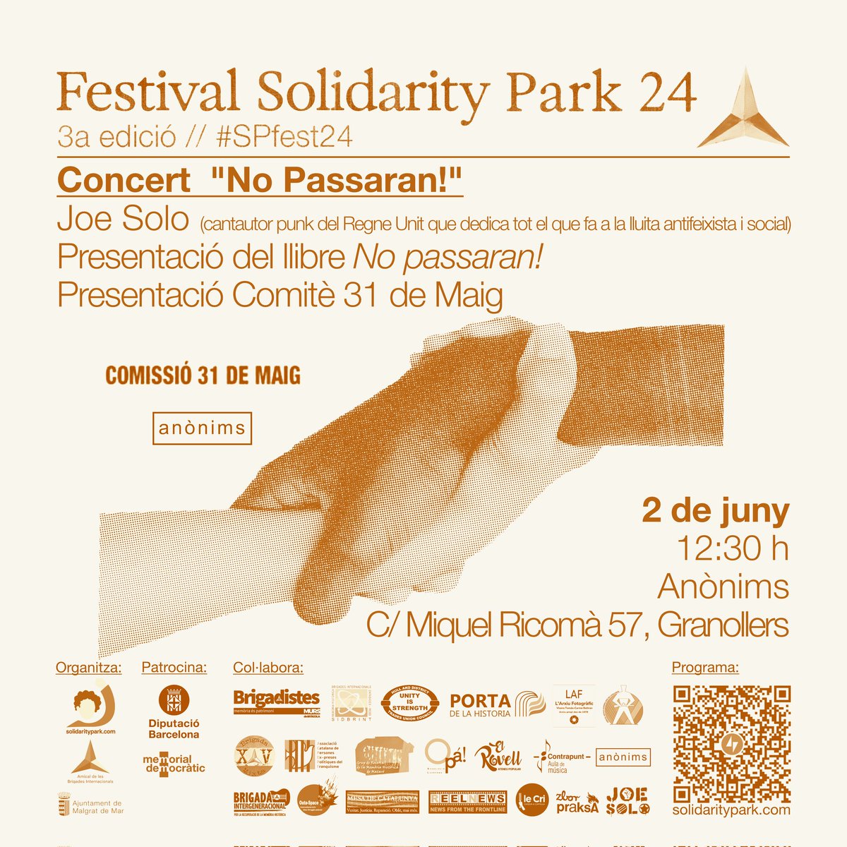 El festival Solidarity Park arriba per primera vegada a Granollers! Amb aquest concert volem recordar a les víctimes de l’enfonsament del Ciudad de Barcelona, el 30 de maig de 1937, i a les 226 víctimes del bombardeig de Granollers, assassinades el 31 de maig de 1938. #SPfest24