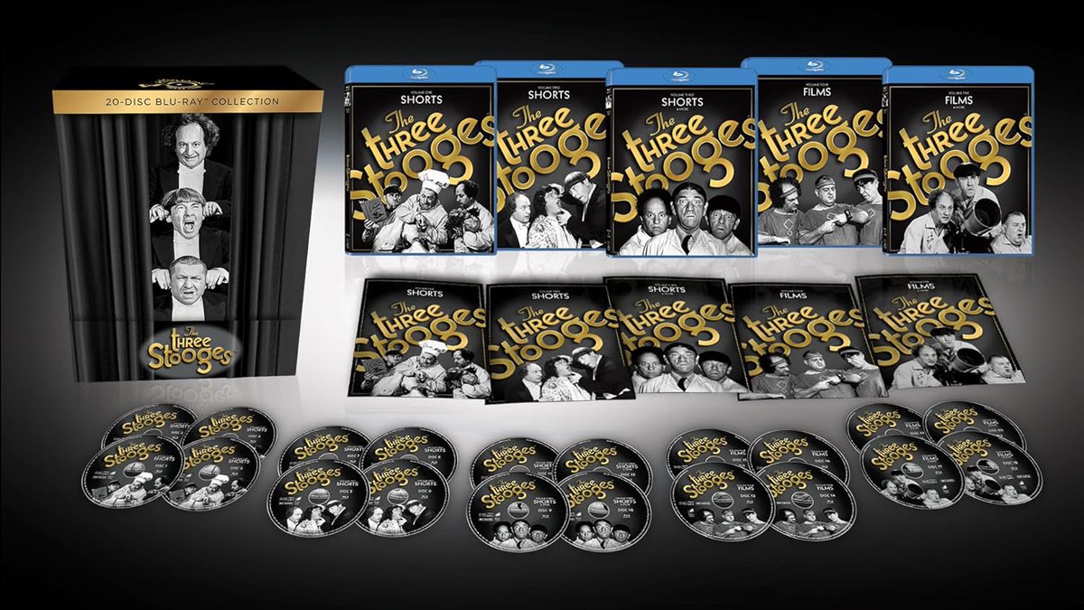 Coming to #Bluray  for the first time ever via @SonyPicsHomeEnt  on 7/23

The Three Stooges Collection

•The Three Stooges come to high definition!
•Limited edition 20-disc Blu-ray gift set includes 100 treasured Stooges shorts, celebrating 100 years of Columbia Pictures!
•The