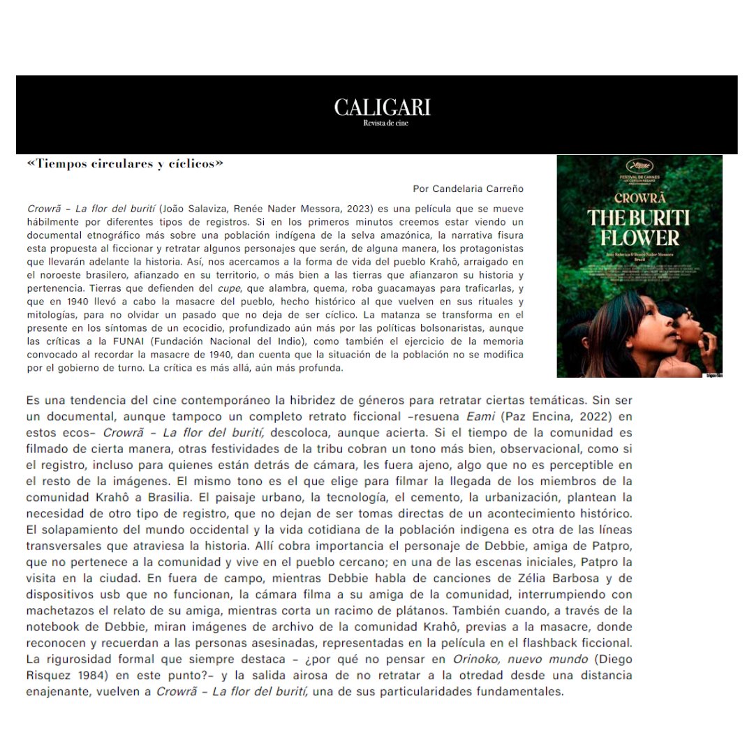 'La Flor del Buriti' de João Salaviza y Renée Nader Messora en @pagina12 y @RevistaCaligari