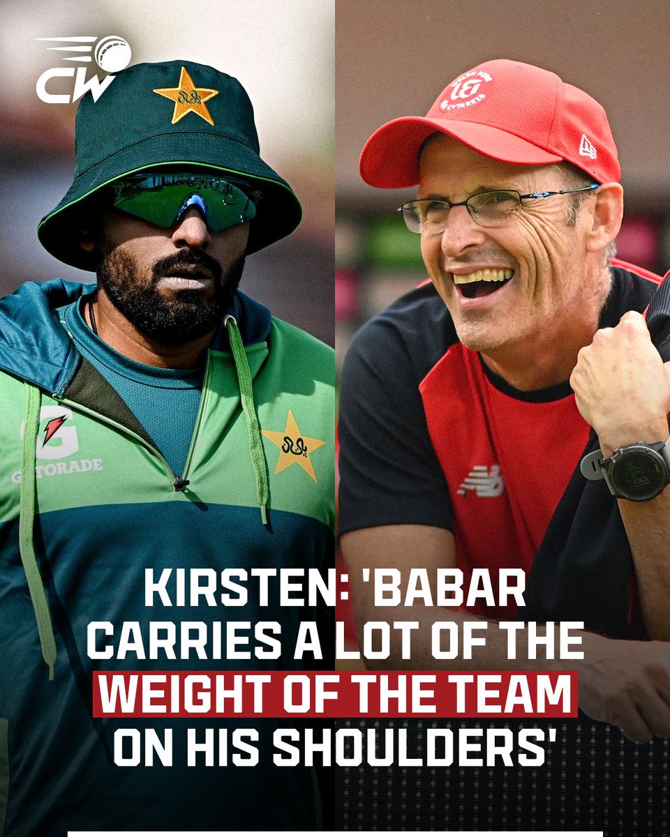 Gary Kirsten: 'What we will try to do as a coaching staff is to lift that a little bit and to realise he's just one of a whole group of players and that he [Babar] can free himself up to play with his natural talent.' More here: tinyurl.com/3b8shxsm