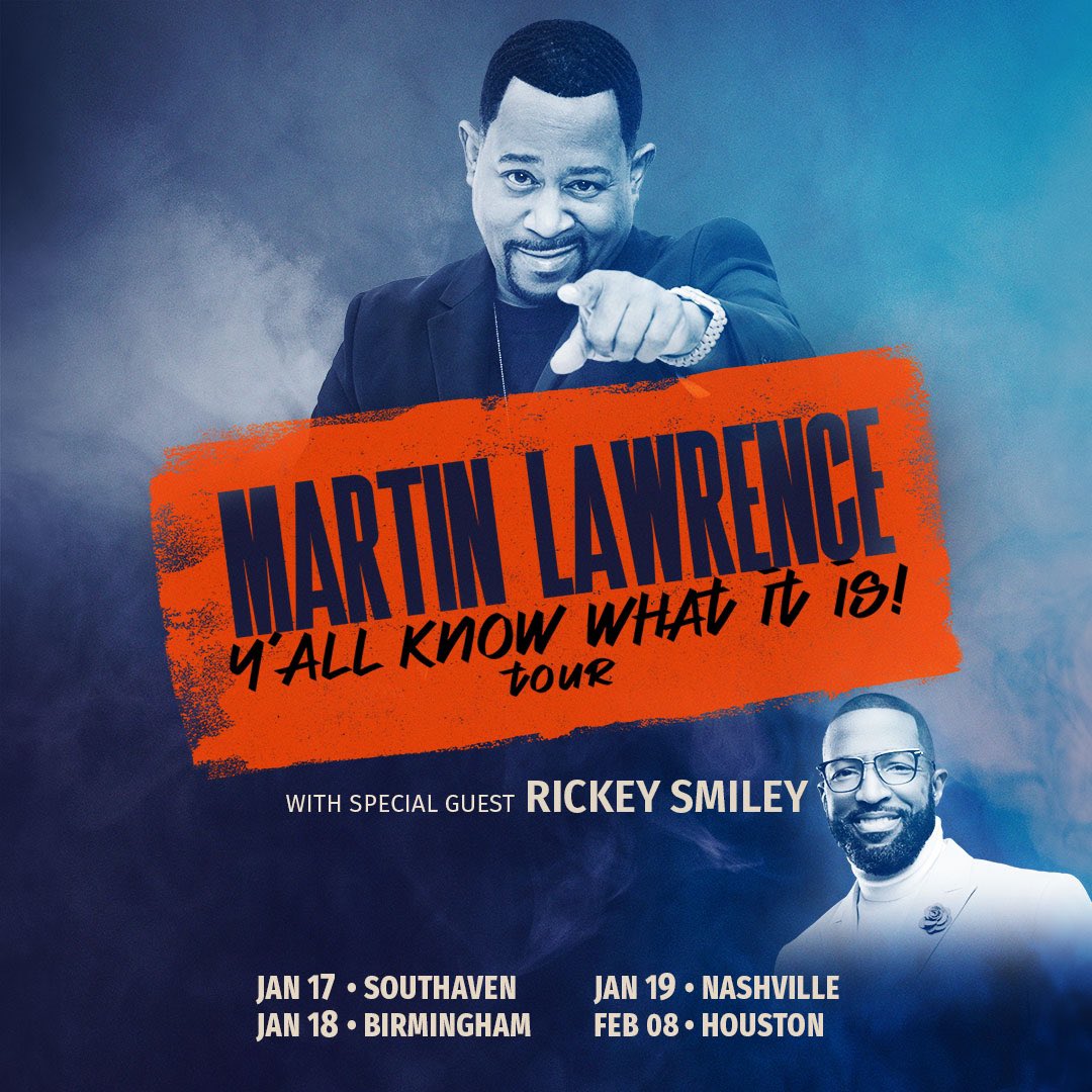 You can see me on @realmartymar aka #MartinLawrence’s #YallKnowWhatItIs Tour in 2025!!! Get your tickets to see us perform in #Southaven, #Birmingham, #Nashville and #Houston at RickeySmiley.com!!!!