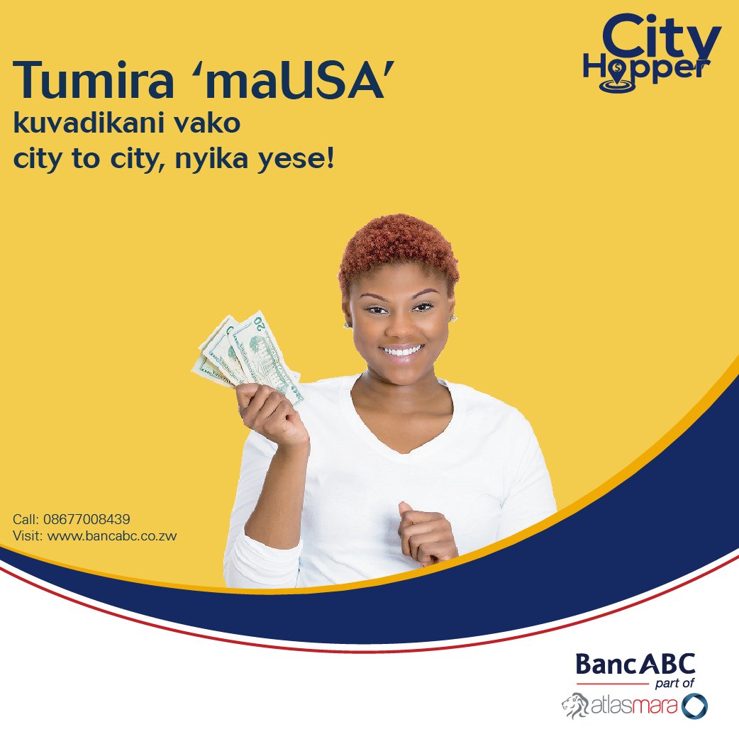 Instantly⚡️send “Mabhanduru” 💸 City to City 🌆 at any @BancabcZW branch 🏦 or selected TM Pick n Pay outlets nationwide 🇿🇼. Now charging 3% with a minimum charge of US$2. For more information visit the link below: bit.ly/472GcTB #CityHopper 💸 #ATeam 😎