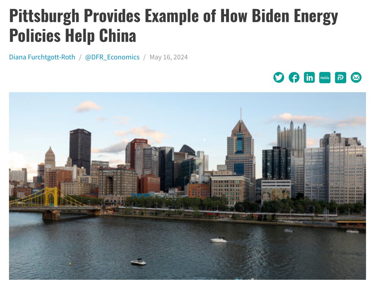 Let’s put Pittsburg over Beijing. 🇺🇸🔥 The Biden administration's green energy agenda benefits China at the expense of the traditional energy industry in U.S. cities such as Pittsburgh. dailysignal.com/?p=1081087