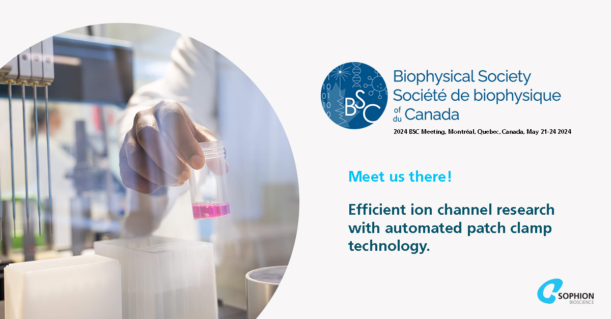 We look forward to seeing you at the annual meeting of the Biophysical Society of Canada in Montreal, Quebec, Canada next week, from May 21-24, 2024. Come visit our booth to speak with our experts. To book a demo during the conference, click here: sophion.com/contact/