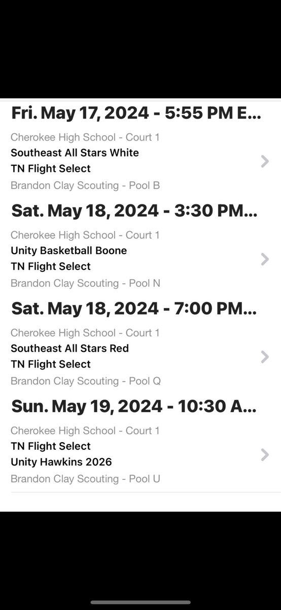 Schedule for this weekend’s <a href="/BrandonClayPSB/">B r a n d o n C l a y</a> Power 48 Tournament in Canton, Georgia!
Come see us!! 
<a href="/TNFLIGHTSELECT/">TNFS</a> <a href="/sm_ladypanthers/">Lady Panther BBall</a> <a href="/WorldExposureWB/">World Exposure Report Women’s Basketball</a>