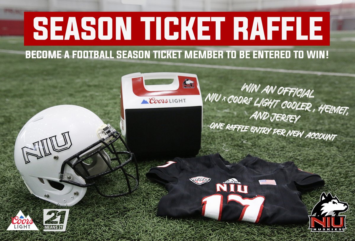 There's still time to enter this week's New Football Season Ticket Member Raffle! Fans who purchase new season tickets this week will be entered to win an NIU cooler, football helmet, and jersey Purchase now: bit.ly/4b3y6LO