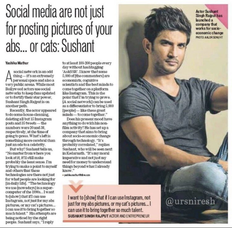 Sushant An Agent Of Change 🦋 “This is the point I’m trying to prove. [ A social network ] can be used as a differentiator …” - @itsSSR 💫❤️🦋🌪🙏🏼 #SushantSinghRajput 💫💫 #JusticeForSushantSinghRajput