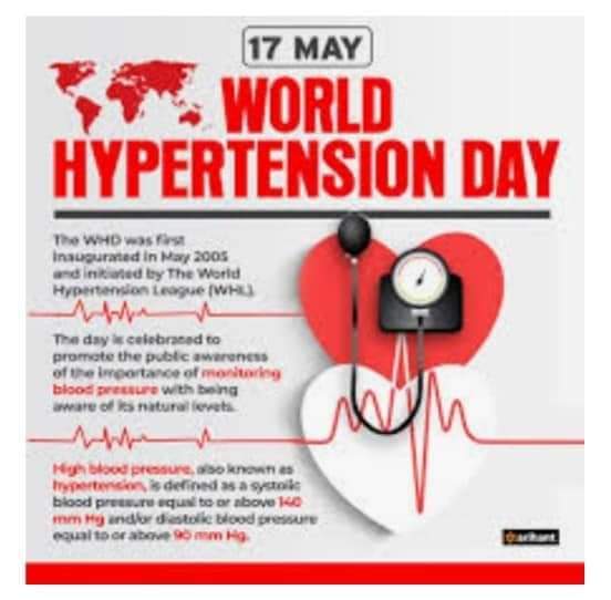 Today World Hypertension Day . This day is celebrated by World Hypertension League (WHL) on 17 May annually. The day promotes awareness about hypertension and encourages people to prevent and control this silent killer epidemic. #WorldHypertensionDay #sajaikumar