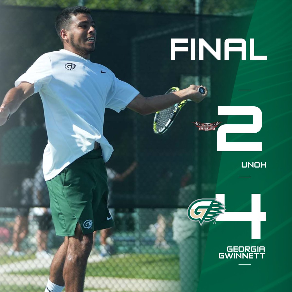 SINGLES RALLY! Luis Francisco Sampedro clinches the match at No. 4 singles as the Grizzlies rally from dropping the doubles point. Santiago Villarruel gave the Grizzlies a 3-2 lead with a win at No. 5 singles. Grizzlies advance to NAIA National Championship match. #GGCAthletics