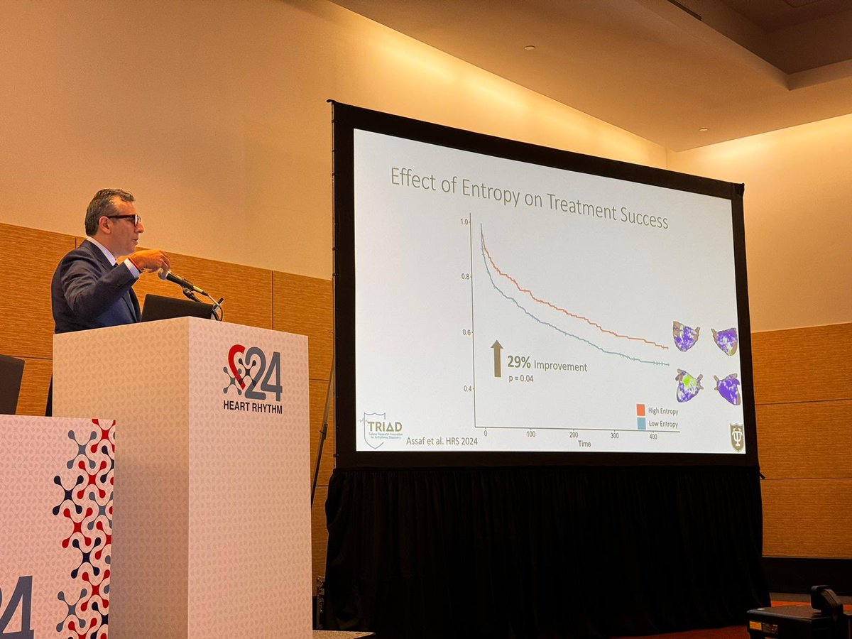 #Entropy as a marker for atrial cardiomyopathy, showed patients with high #Entropy do better than patients with low #Entropy.. further tailoring ablation strategies! @nmarrouche #HRS24 #EPEEPS