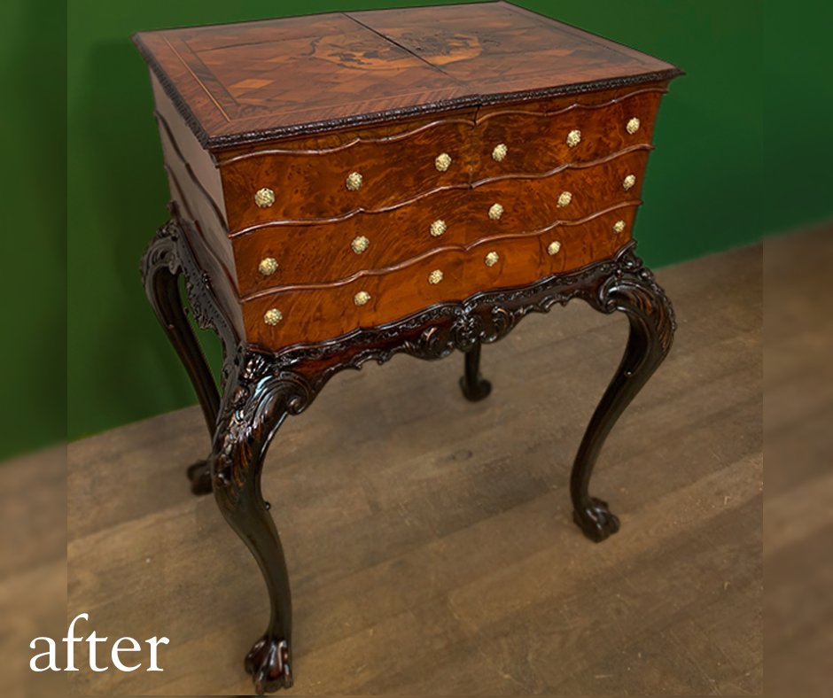 Furniture restoration breathes new life into cherished family pieces, preserving not just their physical form but the memories and stories they hold.

#mumfordrestoration #preservingmemories #antiquerestoration #artofrestoration #inlayrepair #preservation #familybusiness