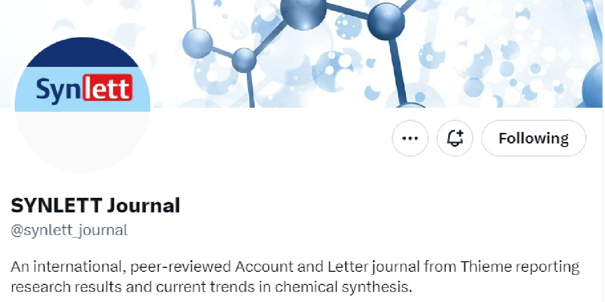 Are you fascinated by #OrganicChemistry? 🤩 Then follow @synlett_journal, and stay updated on the latest trends in chemical synthesis, cutting-edge discoveries, and peer-reviewed research! 🌟

Follow now!
#new #chemistry #follow #synthesis