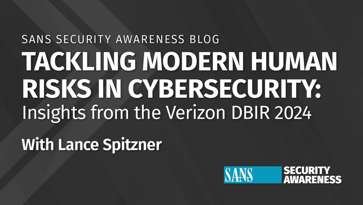 🔒 Uncover the nexus of human errors and security breaches in the latest Verizon DBIR 2024. Dive into actionable cybersecurity insights w/ @lspitzner! 📖 Read the blog → sans.org/u/1wjb #Cybersecurity #DBIR