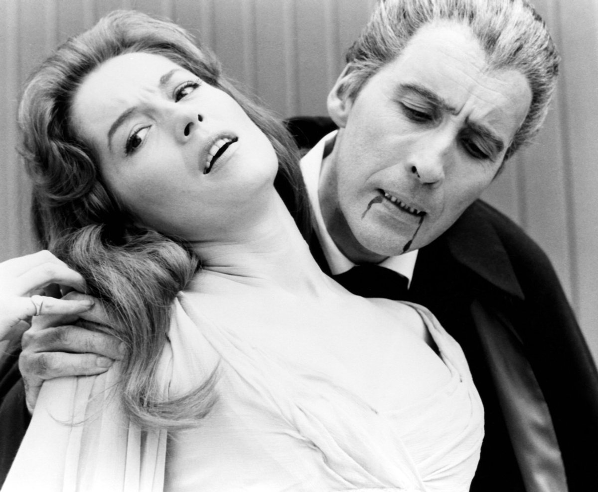 Christopher Lee with Barbara Shelley in Dracula: Prince of Darkness (1966). #ClassicGuyOfTheWeek #ChristopherLee