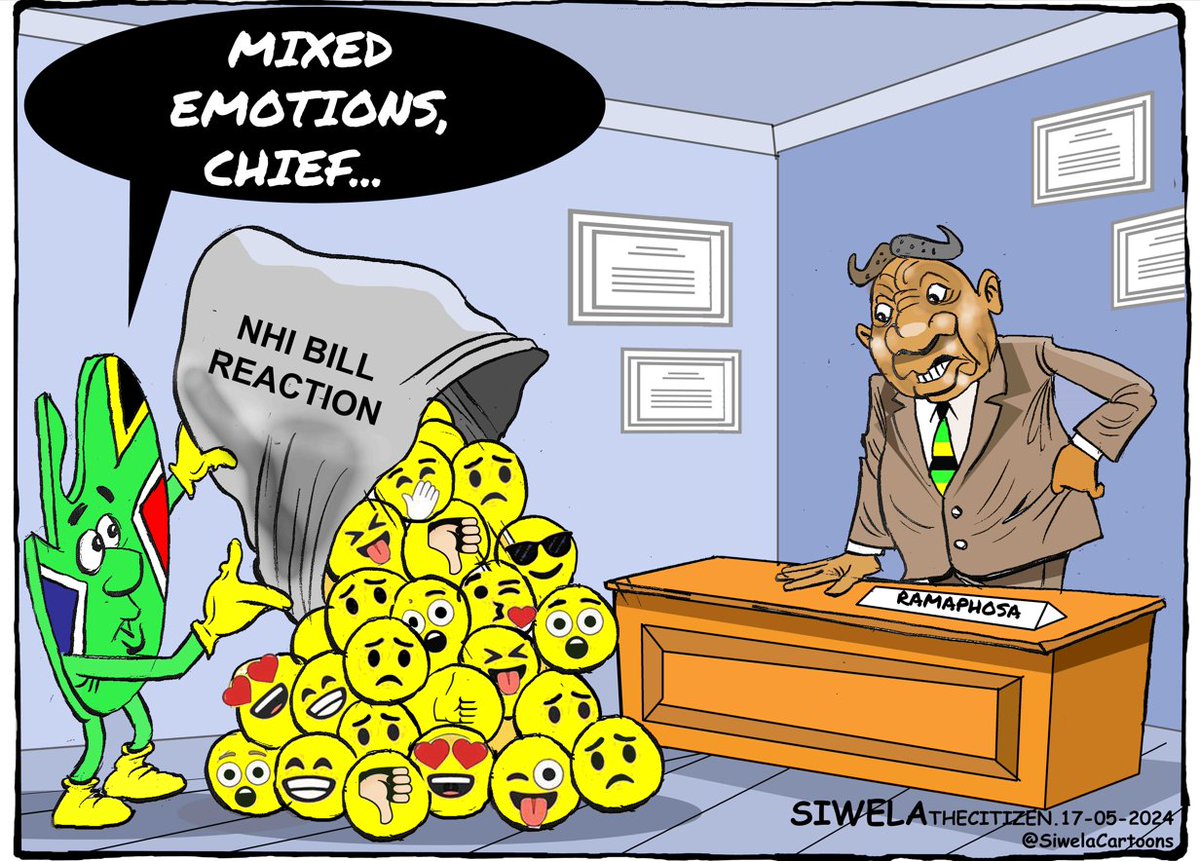 The NHI bill has been passed📝How do you feel about national health insurance? 

👨‍🎨@SiwelaCartoons
#TheCitizenNews #CyrilRamaphosa #HealthNews