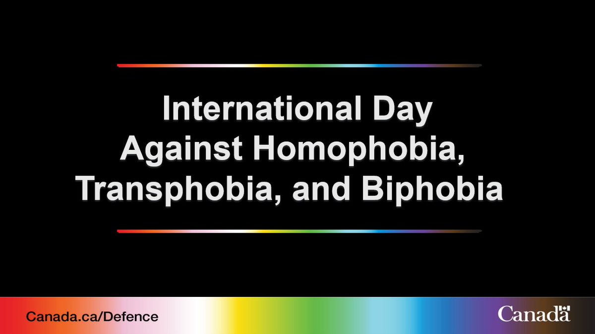 International Day Against Homophobia, Transphobia, and Biphobia is a day to recognize progress, while also addressing the challenges faced by #2SLGBTQI+ people, as we create a more inclusive Defence Team. Read more: canada.ca/en/department-…