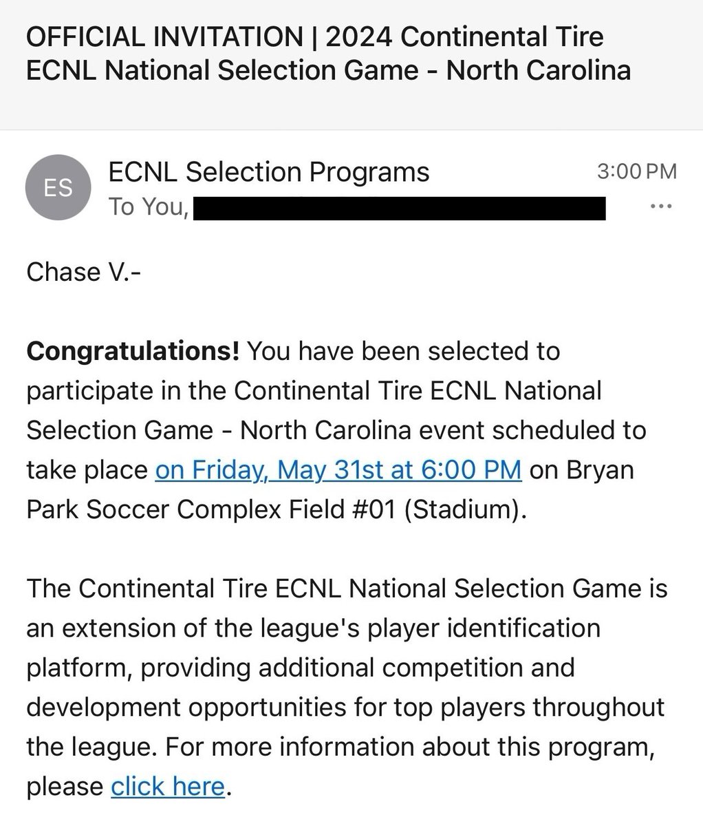 Congrats ChaCha on being selected to the Continental Tire ECNL National Selection Game in North Carolina later this month! Well deserved and great things are ahead! @Challenge08ECNL @TeachDVontoure @HumbleISD_SCHS