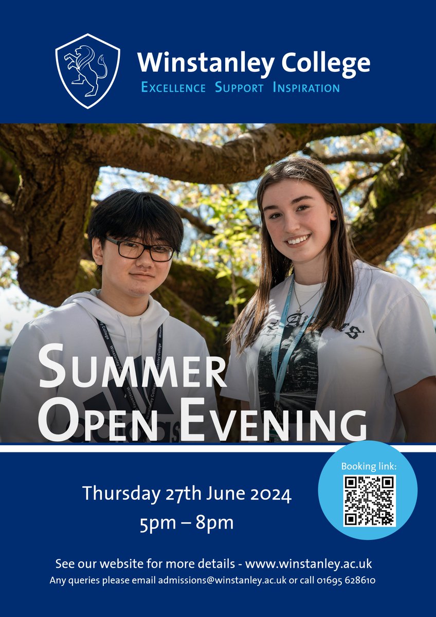 The Winstanley College Open Evening will take place on Thursday 27th June from 5:00pm till 8:00pm and is a great early opportunity for Year 10 students and their families to explore the campus, before deciding where to apply in Year 11.