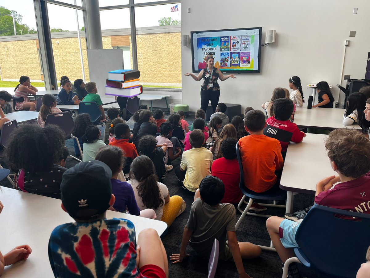 Excited, as always, to partner with <a href="/bethellibraryct/">Bethel Library CT</a> for summer reading. Thanks for coming to Johnson to get our students excited for the summer! #johnsonpride