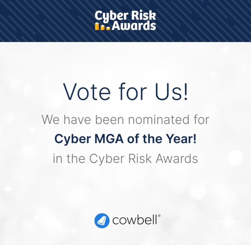 This is your last chance to decide the winner! TODAY is the last day to help Cowbell win @Zywave Cyber Risk Award in the Cyber MGA of the Year category by voting for us at: zywave.sjc1.qualtrics.com/jfe/form/SV_af… Thanks for voting! #cyberrisk #cybersecurity