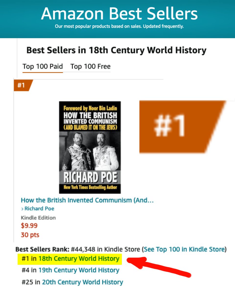 #1 Amazon Bestseller! My new book HOW THE BRITISH INVENTED COMMUNISM (AND BLAMED IT ON THE JEWS) just hit #1 in the 18th Century World History category and #4 in 19th Century World History. amazon.com/British-Invent…