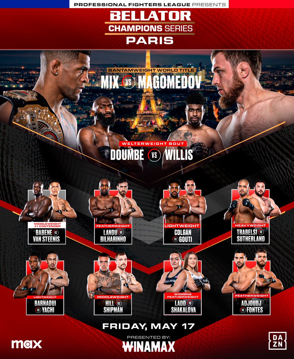 𝙒𝘼𝙆𝙀 𝙐𝙋 ❗️IT’S FIGHT DAY ‼️ #BellatorParis is finally here!! Catch all the action on @SportsonMax [ #BellatorParis | TODAY | 📺 12PM EST on @SportsonMax ]