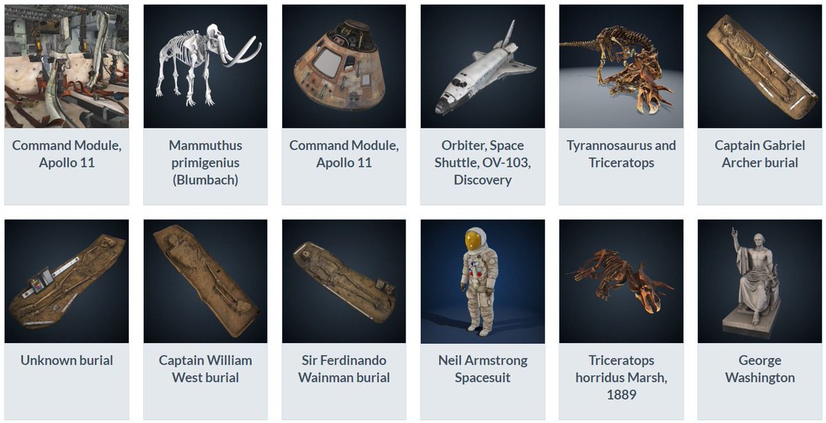 Did you know you can download, transform, & share thousands of @Smithsonian3D objects for any purpose, for free? This site is one of many ways to access the #Smithsonian's 3D content which covers an array of topics such as sports, fashion, & outer space: 3d.si.edu/explore